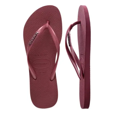 Havaianas 4119875 Slim Logo Metallic Parmak Arası Bordo Kadın Terlik - 5