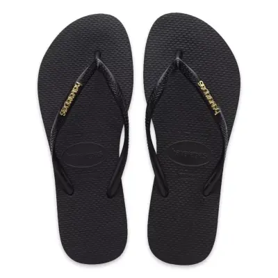 Havaianas 4119875 Slim Logo Metallic Parmak Arası Siyah Kadın Terlik - 1