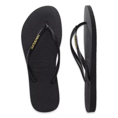 Havaianas 4119875 Slim Logo Metallic Parmak Arası Siyah Kadın Terlik - 4