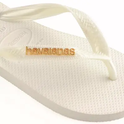 Havaianas 4127244 Top Logo Metallic Parmak Arası Beyaz Kadın Terlik - 5
