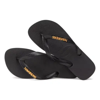 Havaianas 4127244 Top Logo Metallic Parmak Arası Siyah-Beyaz Kadın Terlik - 4