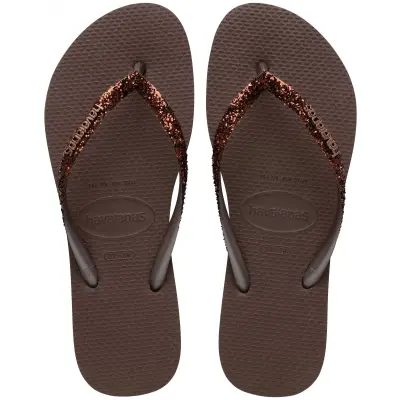 Havaianas 4146975 Slim Glitter Ii Parmak Arası Kahverengi Kadın Terlik 