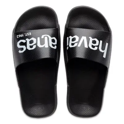 Havaianas 4148124 Slide Classic Logomania Tek Bant Siyah-Beyaz Unisex Terlik - 1