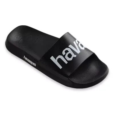 Havaianas 4148124 Slide Classic Logomania Tek Bant Siyah-Beyaz Unisex Terlik - 3