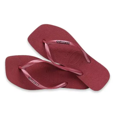 Havaianas 4148257 Square Logo Metallic Parmak Arası Bordo Kadın Terlik - 4