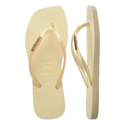 Havaianas 4148257 Square Logo Metallic Parmak Arası Krem Kadın Terlik - 5
