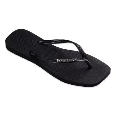 Havaianas 4148257 Square Logo Metallic Parmak Arası Siyah Kadın Terlik - 3