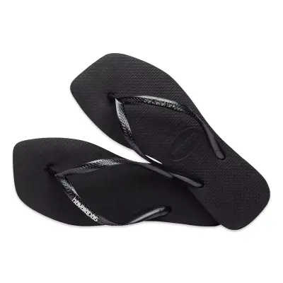 Havaianas 4148257 Square Logo Metallic Parmak Arası Siyah Kadın Terlik - 4