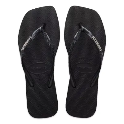Havaianas 4148257 Square Logo Metallic Parmak Arası Siyah Kadın Terlik 