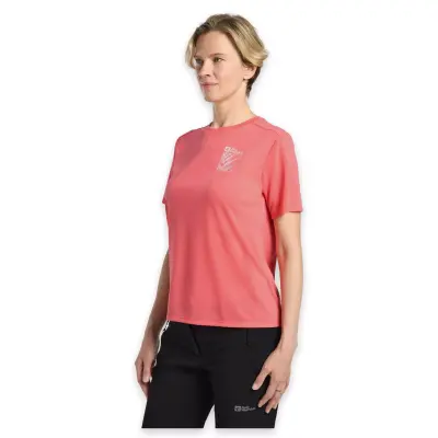Jack Wolfskin A63953 Vonnan Graphic T W Kırmızı Kadın T-Shirt 