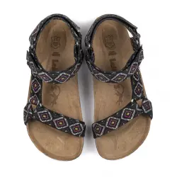 Lemoors TenGri Ethnic Rug Pattern Deri Günlük Kadın Sandalet - 3