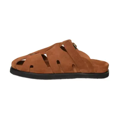 Lemoors Wlars101 Larissa Shammy Deri Günlük Kahverengi Kadın Terlik - Lemoors (1)