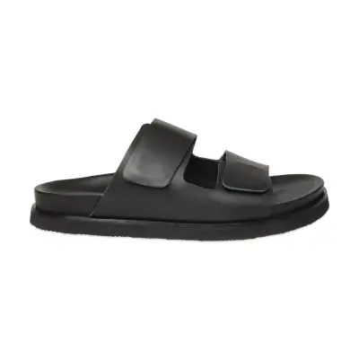 Lemoors Wmars301 Maria Velcro Deri Günlük Bantli Siyah Kadın Terlik - 1