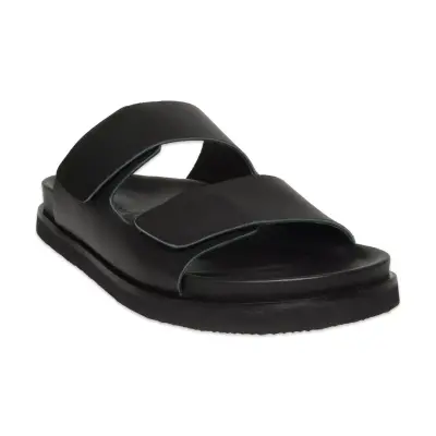 Lemoors Wmars301 Maria Velcro Deri Günlük Bantli Siyah Kadın Terlik - 3