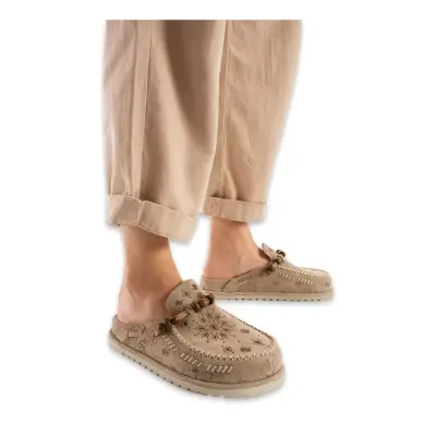 Lemoors Wrum104 Rumi Deri Günlük Önü Kapali Bej Kadın Terlik - 1