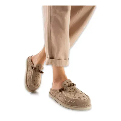 Lemoors Wrum104 Rumi Deri Günlük Önü Kapali Bej Kadın Terlik - Lemoors (1)