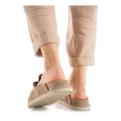 Lemoors Wrum104 Rumi Deri Günlük Önü Kapali Bej Kadın Terlik - 3