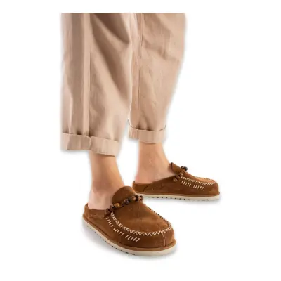 Lemoors Wrum104 Rumi Deri Günlük Önü Kapali Kahverengi Kadın Terlik 