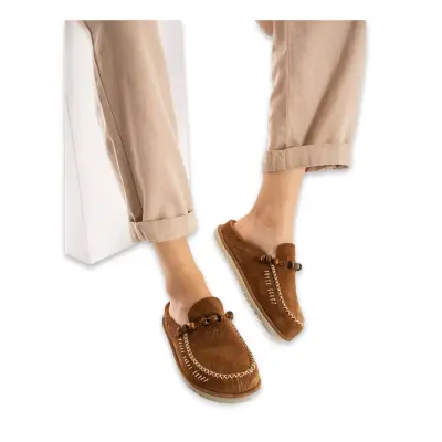 Lemoors Wrum104 Rumi Deri Günlük Önü Kapali Kahverengi Kadın Terlik - Lemoors (1)