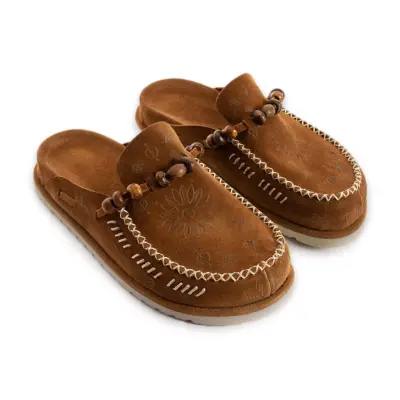 Lemoors Wrum104 Rumi Deri Günlük Önü Kapali Kahverengi Kadın Terlik - 5