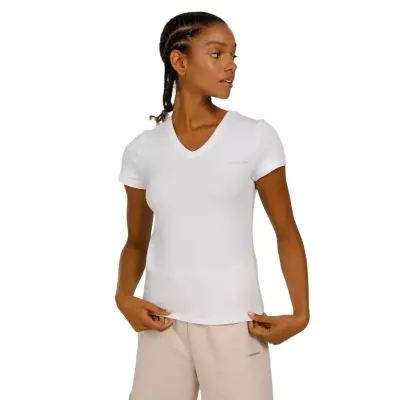 Lumberjack Ct132 Basic Modal V Neck Beyaz Kadın T-Shirt - 1