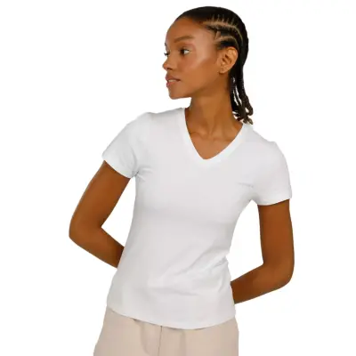 Lumberjack Ct132 Basic Modal V Neck Beyaz Kadın T-Shirt - 4