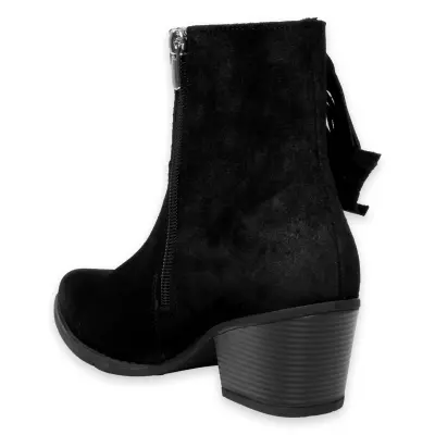 Mammamia D24Kb-1690 Kalin Topuklu Siyah Kadın Bot - 4