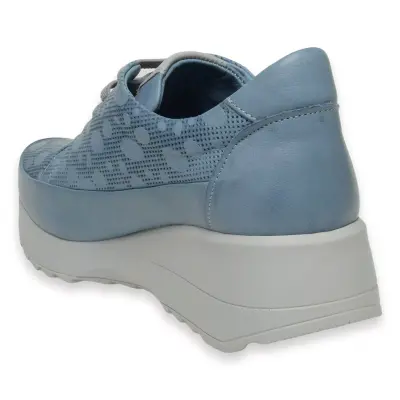 Mammamia D24Ya-3730Z Dolgu Topuklu Mavi Kadın Ayakkabı - 4