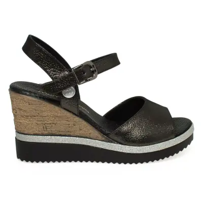 Mammamia D24Ys-1015Z Dolgu Topuk Metalik Kadın Sandalet - Mammamia (1)