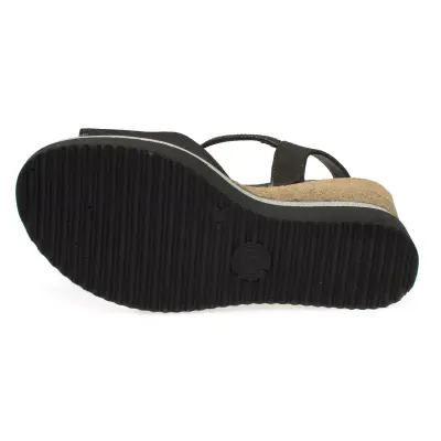 Mammamia D24Ys-1015Z Dolgu Topuk Metalik Kadın Sandalet - 5