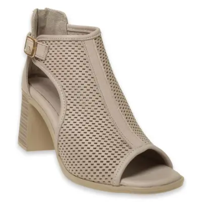 Mammamia D24Ys-1195Z Topuklu Krem Kadın Sandalet - 1