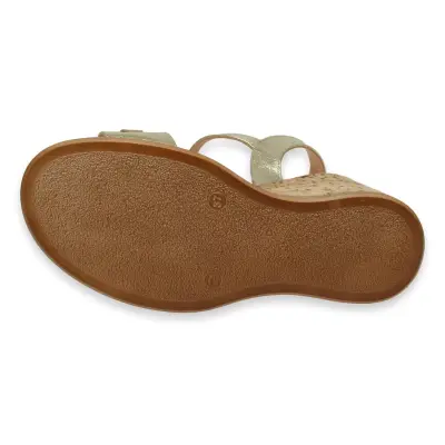 Mammamia D24Ys-1415Z Dolgu Topuk Altın Kadın Sandalet - 5