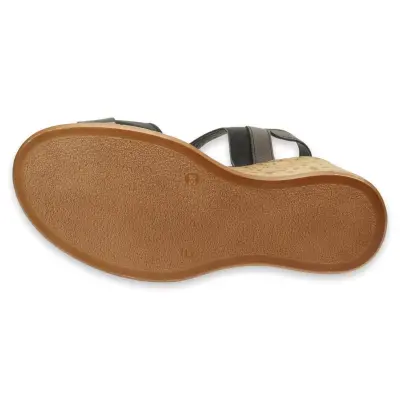 Mammamia D24Ys-1530Z Dolgu Topuk Siyah Kadın Sandalet - 5