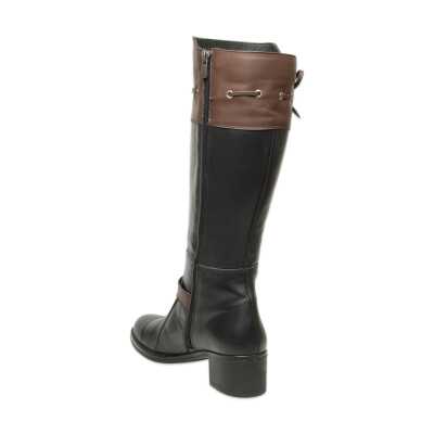 Mammamia D25Kc-2335 Kalin Topuklu Günlük Siyah-Kahverengi Kadın Çizme - 4