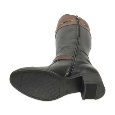 Mammamia D25Kc-2335 Kalin Topuklu Günlük Siyah-Kahverengi Kadın Çizme - 5