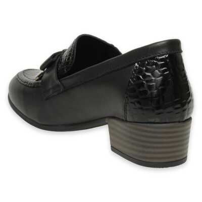 Mammamia D25Ya-3365 Günlük Kalin Topuklu Siyah Rugan Kadın Ayakkabı - 4