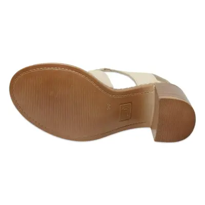 Mammamia D25Ys-2505 Günlük Topuklu Krem Kadın Sandalet - 5