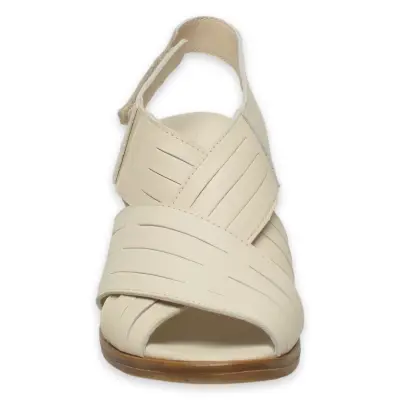 Mammamia D25Ys-2830 Günlük Kalin Topuklu Krem Kadın Sandalet - 3