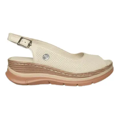 Mammamia D26Ys-2605 Günlük Krem Kadın Sandalet - Mammamia (1)