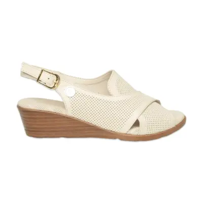 Mammamia D26Ys-2840 Günlük Krem Kadın Sandalet - Mammamia (1)
