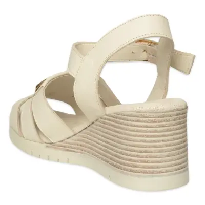 Mammamia D26Ys-2845 Günlük Krem Kadın Sandalet - 4