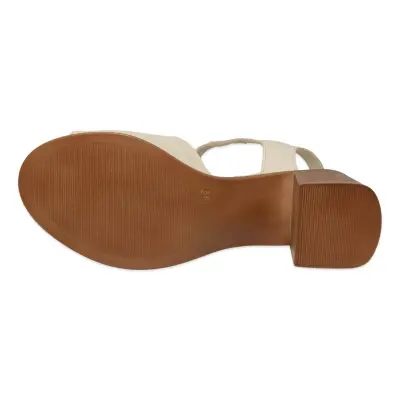 Mammamia D26Ys-2990 Günlük Kalin Topuklu Krem Kadın Sandalet - 5