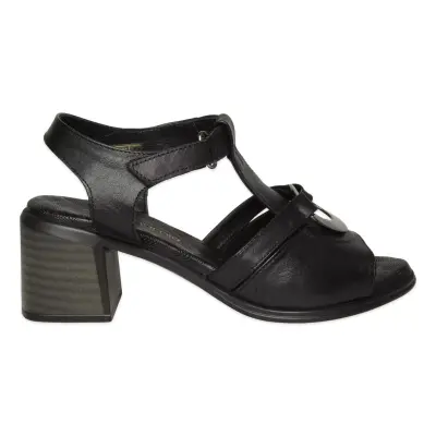 Mammamia D26Ys-2990 Günlük Kalin Topuklu Siyah Kadın Sandalet - Mammamia (1)