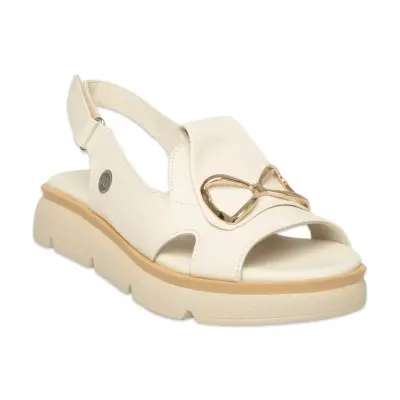 Mammamia D26Ys-5300 Günlük Krem Kadın Sandalet - 1