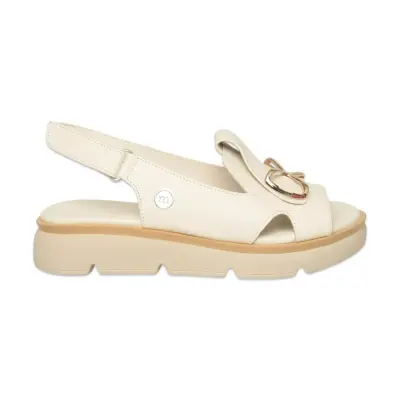 Mammamia D26Ys-5300 Günlük Krem Kadın Sandalet - Mammamia (1)