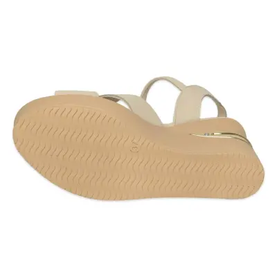 Mammamia D26Ys-5385 Günlük Dolgu Topuklu Krem Kadın Sandalet - 5