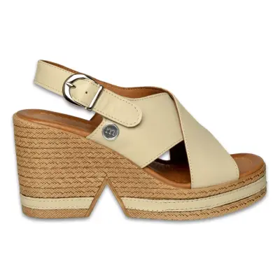 Mammamia D26Ys-5410 Günlük Topuklu Krem Kadın Sandalet - 2