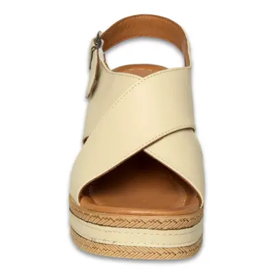 Mammamia D26Ys-5410 Günlük Topuklu Krem Kadın Sandalet - 3