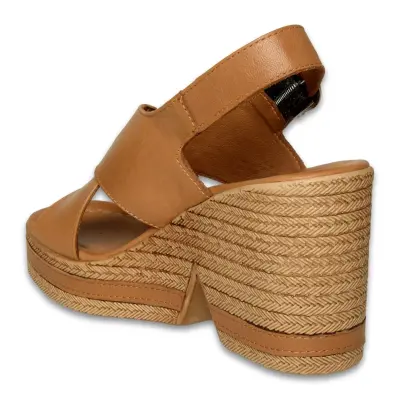 Mammamia D26Ys-5410 Günlük Topuklu Taba Kadın Sandalet - 4