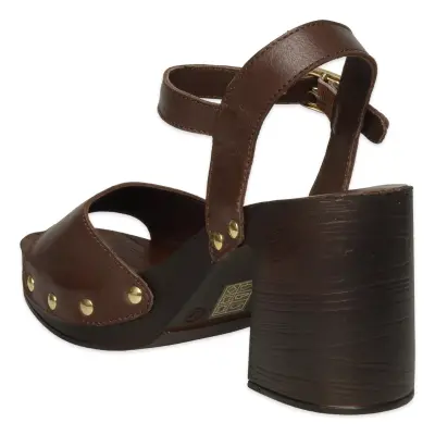 Mammamia D26Ys-5505 Günlük Topuklu Kahverengi Kadın Sandalet - 4